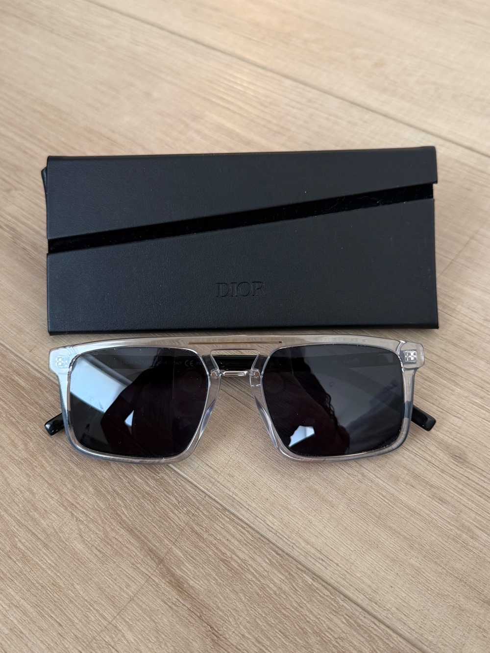 Dior Transparent Frame Sunglasses with Black Lenses